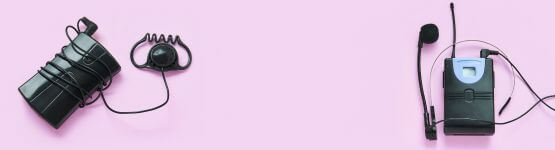 Interpretation material on a pink table